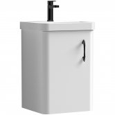 Curva Arc Wall Hung Vanity Unit with Black Handle - 400mm Wide - Gloss White