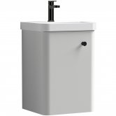 Curva Pure Wall Hung Vanity Unit with Black Handle - 400mm Wide - Light Grey