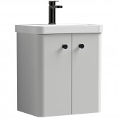 Curva Pure Wall Hung Vanity Unit with Black Handles - 500mm Wide - Light Grey