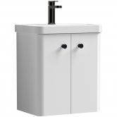Curva Pure Wall Hung Vanity Unit with Black Handles - 500mm Wide - Gloss White