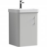 Curva Classic Wall Hung Vanity Unit with Chrome Handle - 400mm Wide - Light Grey
