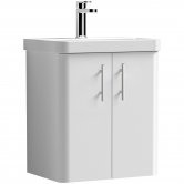 Curva Classic Wall Hung Vanity Unit with Chrome Handles - 500mm Wide - Gloss White