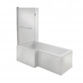 Signature Hermes L-Shaped Shower Bath with Front Panel and Screen 1500mm x 700mm/850mm Left Handed