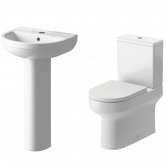 Signature Inca Bathroom Suite with Close Coupled Toilet and Basin - 1 Tap Hole