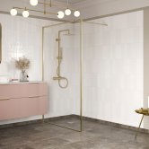 Signature Inca8 Brushed Brass Profile Wet Room Screen 1200mm Wide - 8mm Glass