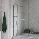 Signature Two Folding Bath Screen With Rail 1500mm High x 1000mm Wide - 6mm Glass