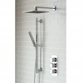 Signature Square Triple Concealed Mixer Shower with Shower Kit + Fixed Head - Chrome