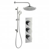 Signature Round Triple Concealed Mixer Shower with Handset and Fixed Head - Chrome