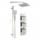 Signature Square Triple Concealed Mixer Shower with Handset and Fixed Head - Chrome