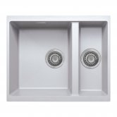 Signature Prima Granite Composite 1.5 Bowl Undermount Kitchen Sink with Waste Kit 555mm L x 460mm W - White