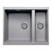 Signature Prima Granite Composite 1.5 Bowl Undermount Kitchen Sink with Waste Kit 555mm L x 460mm W - Light Grey