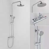 Signature Rondi Thermostatic Bar Mixer Shower with Shower Kit and Fixed Head - Chrome