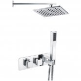 Signature Targa 2 Outlet Concealed Shower Valve Dual Handle with Handset + Fixed Head - Chrome
