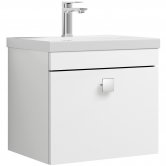 Versa Deco Wall Hung 1-Drawer Vanity Unit with Chrome Handle - 500mm Wide - Gloss White