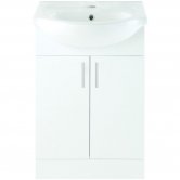 Signature Vista Floor Standing 2-Door Vanity Unit with Basin 560mm Wide - White Gloss