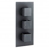 Delphi Thermostatic Square Concealed Shower Valve Triple Handle 2 Way Diverter - Black