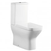 Delphi Versa Closed Back Rimless Close Coupled Toilet with Push Button Cistern - Soft Close Seat