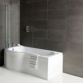 Delphi Zeya P-Shaped Standard Shower Bath 1500mm x 700/800mm - Left Handed