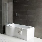 Delphi Zeya P-Shaped Standard Shower Bath 1675mm x 750/850mm - Left Handed