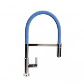 The 1810 Company Spirale Chrome Spout Sink Mixer Tap with Flexible Hose - Mid Blue