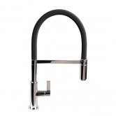 The 1810 Company Spirale Brushed Steel Spout Sink Mixer Tap with Flexible Hose - Black