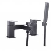 Delphi Kawa Bath Shower Mixer Tap with Shower Kit Pillar Mounted - Black