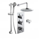 Delphi Nalor Thermostatic Triple Concealed Mixer Shower with Shower Kit + Fixed Shower Head - Chrome