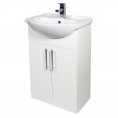 Verona Bianco Floor Standing Vanity Unit and Basin 550mm Wide - Gloss White 1 Tap Hole