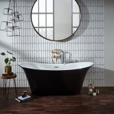 Verona Bow Traditional Freestanding Bath 1800mm x 800mm with Integrated Waste - Graphite