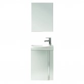 Royo Elegance Wall Hung Cloakroom Unit with Basin and Mirror 445mm Wide - Gloss White