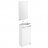 Royo Enjoy Floor Standing Cloakroom Vanity Unit with Basin and Mirror 450mm Wide - Gloss White