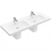 Villeroy & Boch Subway 2.0 Double Basin with Semi Pedestals 1300mm Wide - 2 Tap Hole
