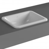 Vitra S20 Compact Inset Countertop Basin with Front Overflow 550mm Wide - 0 Tap Hole