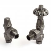 West Abbey Angled TRV Thermostatic Radiator Valve and Lockshield - Pewter