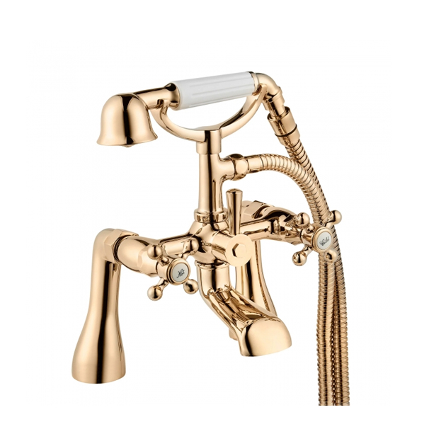 Deva Tudor Pillar Mounted Bath Shower Mixer Tap Gold