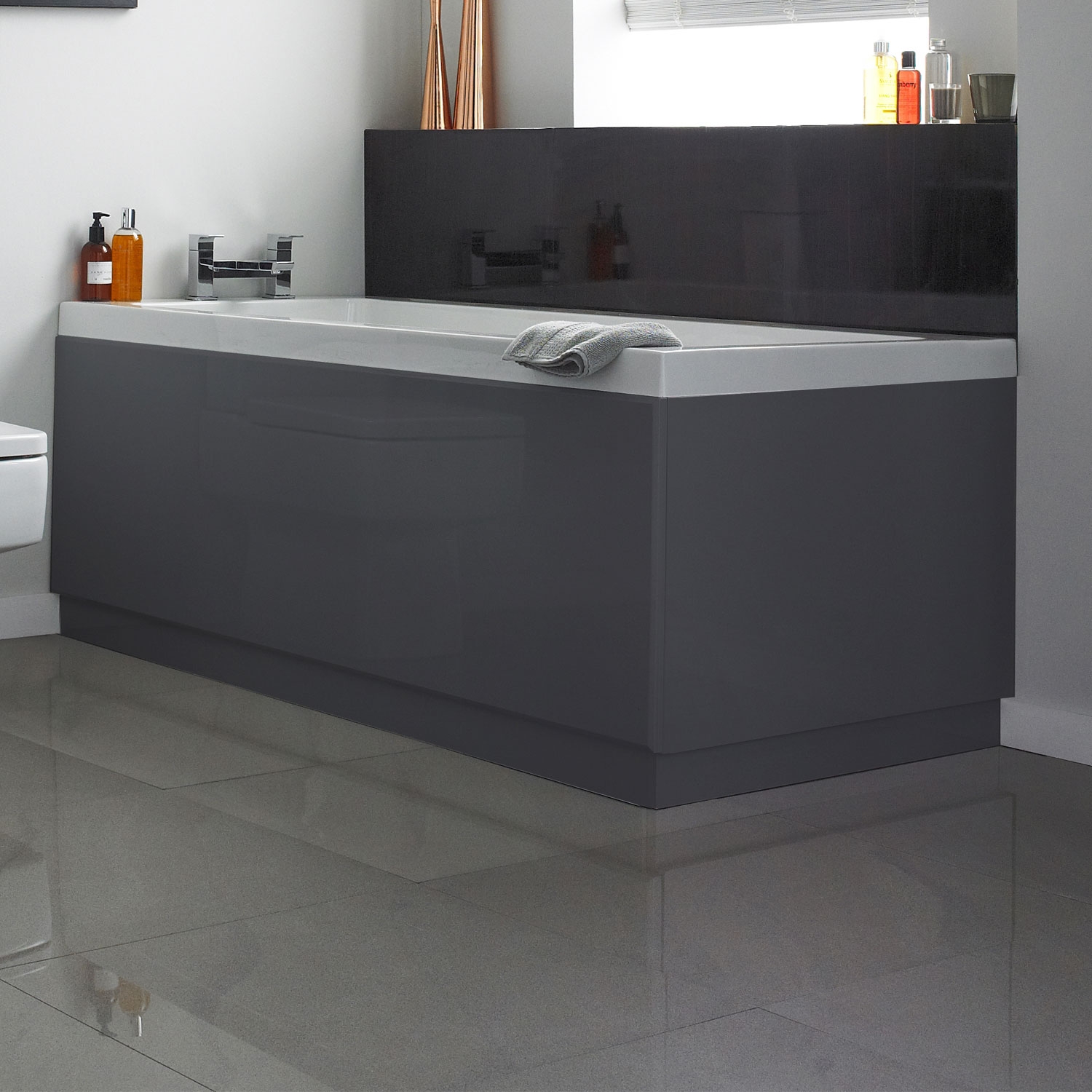Hudson Reed MDF Bath End Panel 700mm Wide PAN004 High Gloss Grey