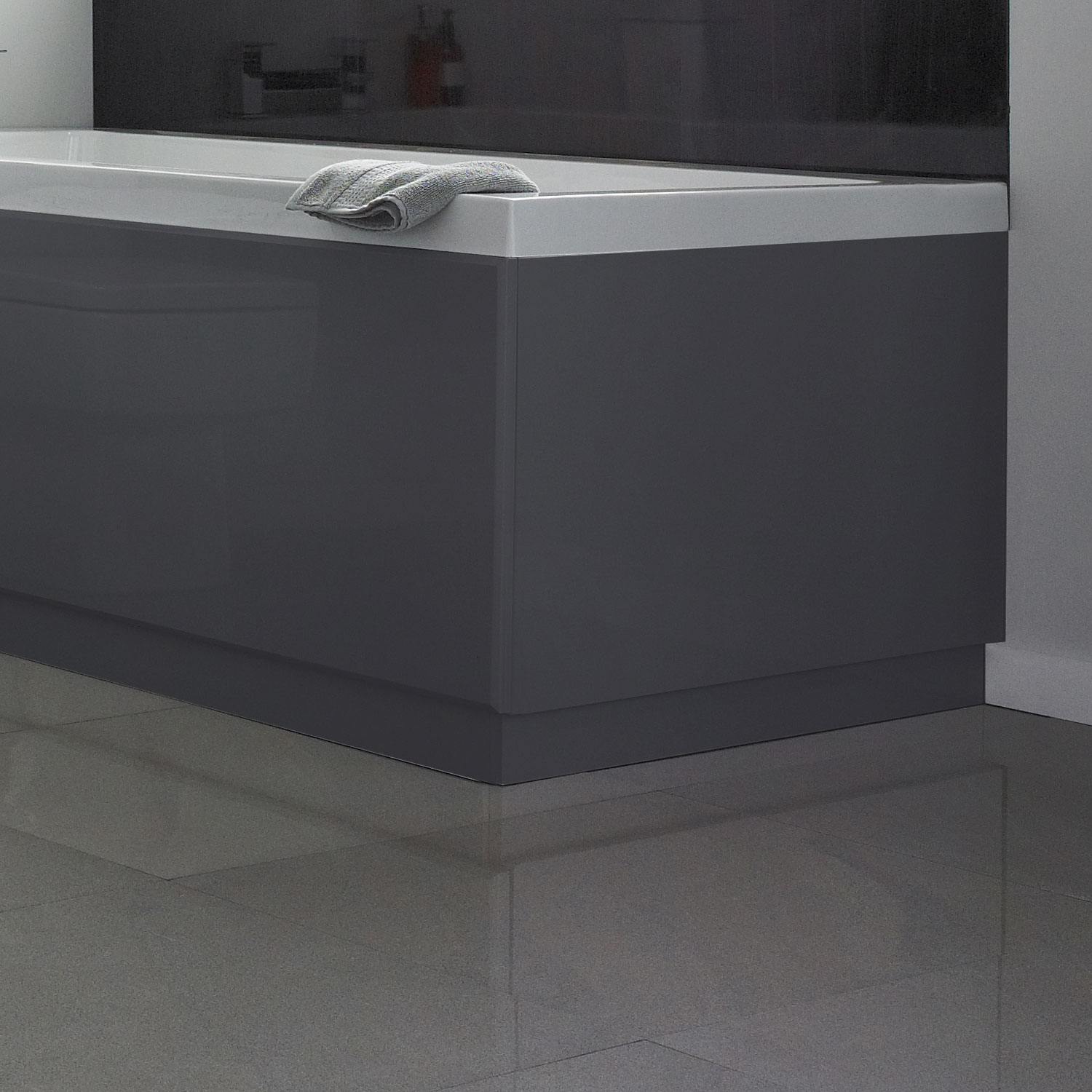 Hudson Reed MDF Grey Bath End Panel 700mm Wide PAN004 High Gloss Grey