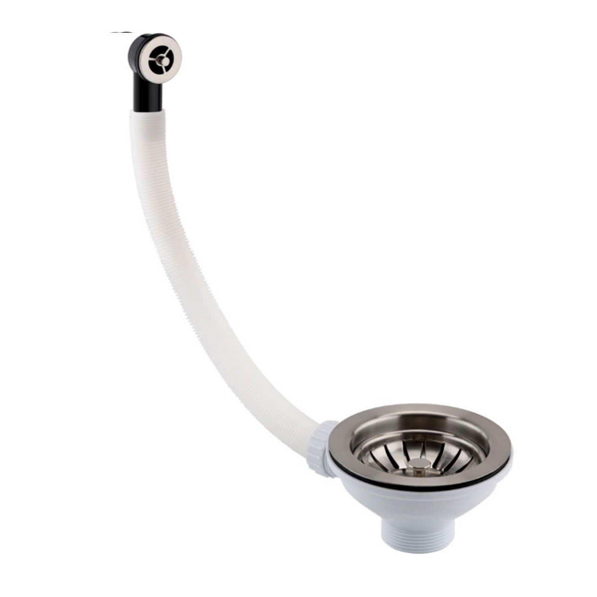 JTP Kitchen Sink Basket Strainer Waste with Round Overflow - Stainless Steel