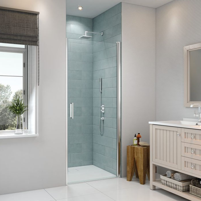 Merlyn 8 Series Frameless Pivot Shower Door 850mm to 900mm Wide 8mm