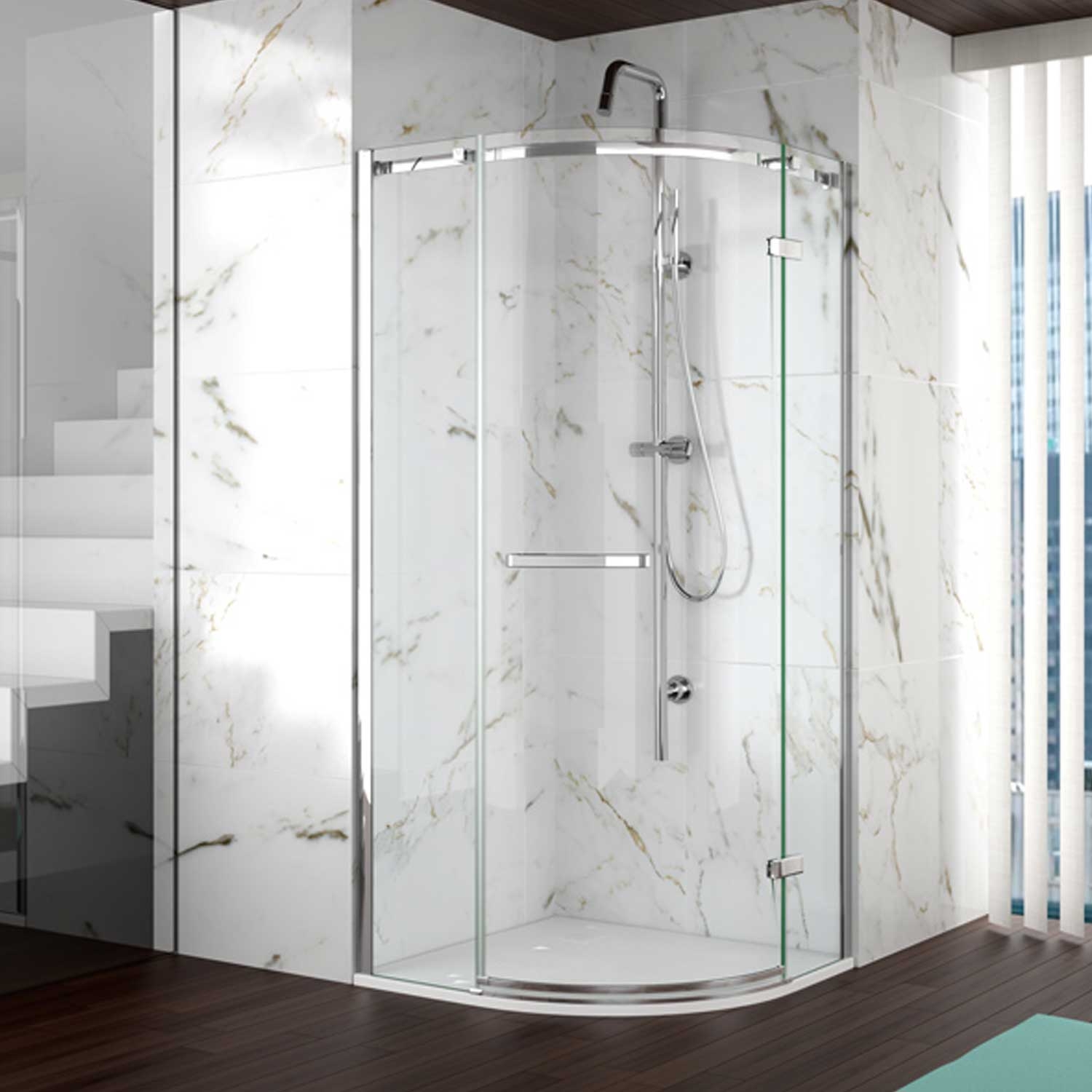 Merlyn 8 Series Frameless Quadrant Shower Enclosure 1000mm x 1000mm