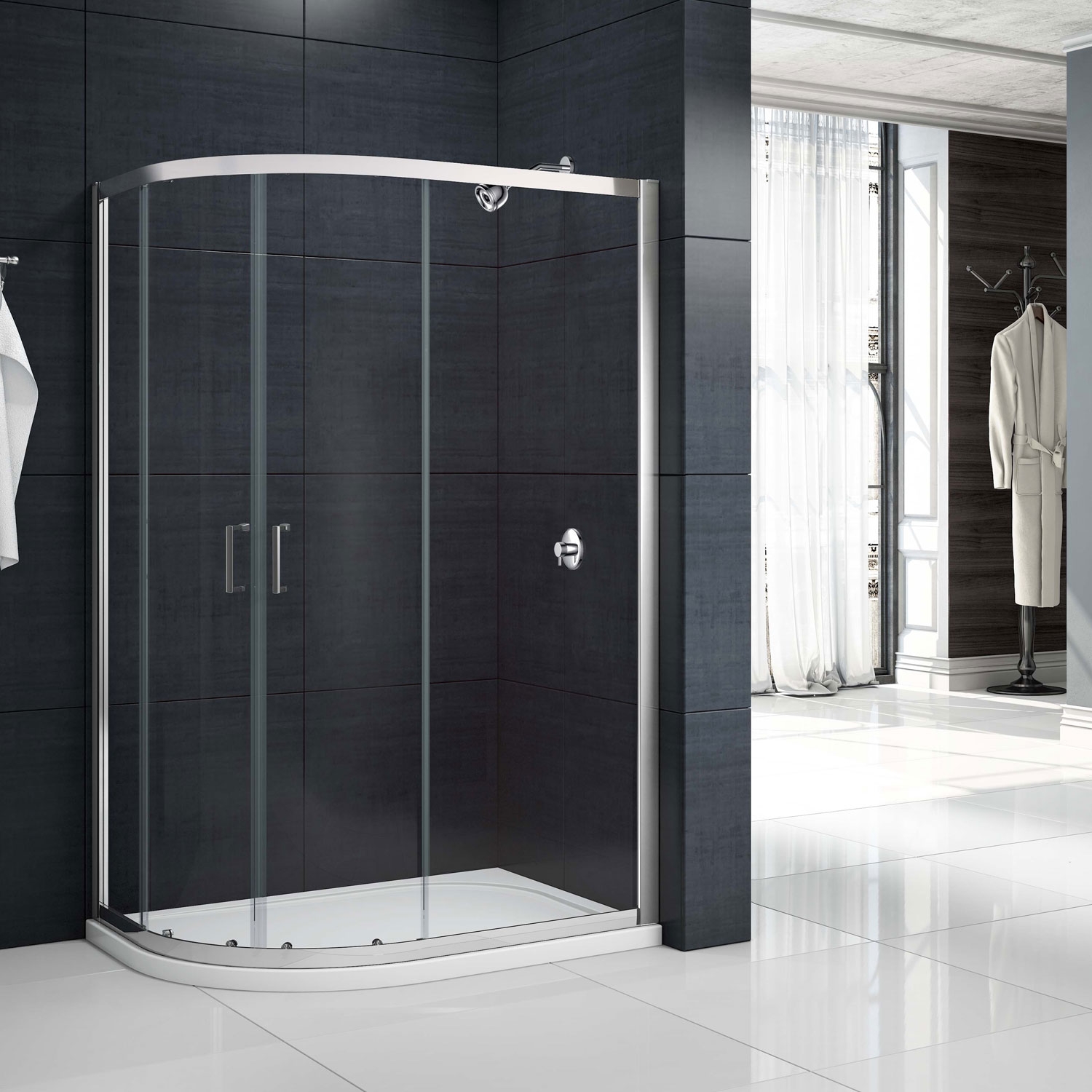 Merlyn 8 Series Frameless Offset Quadrant Shower Enclosure 1000mm x