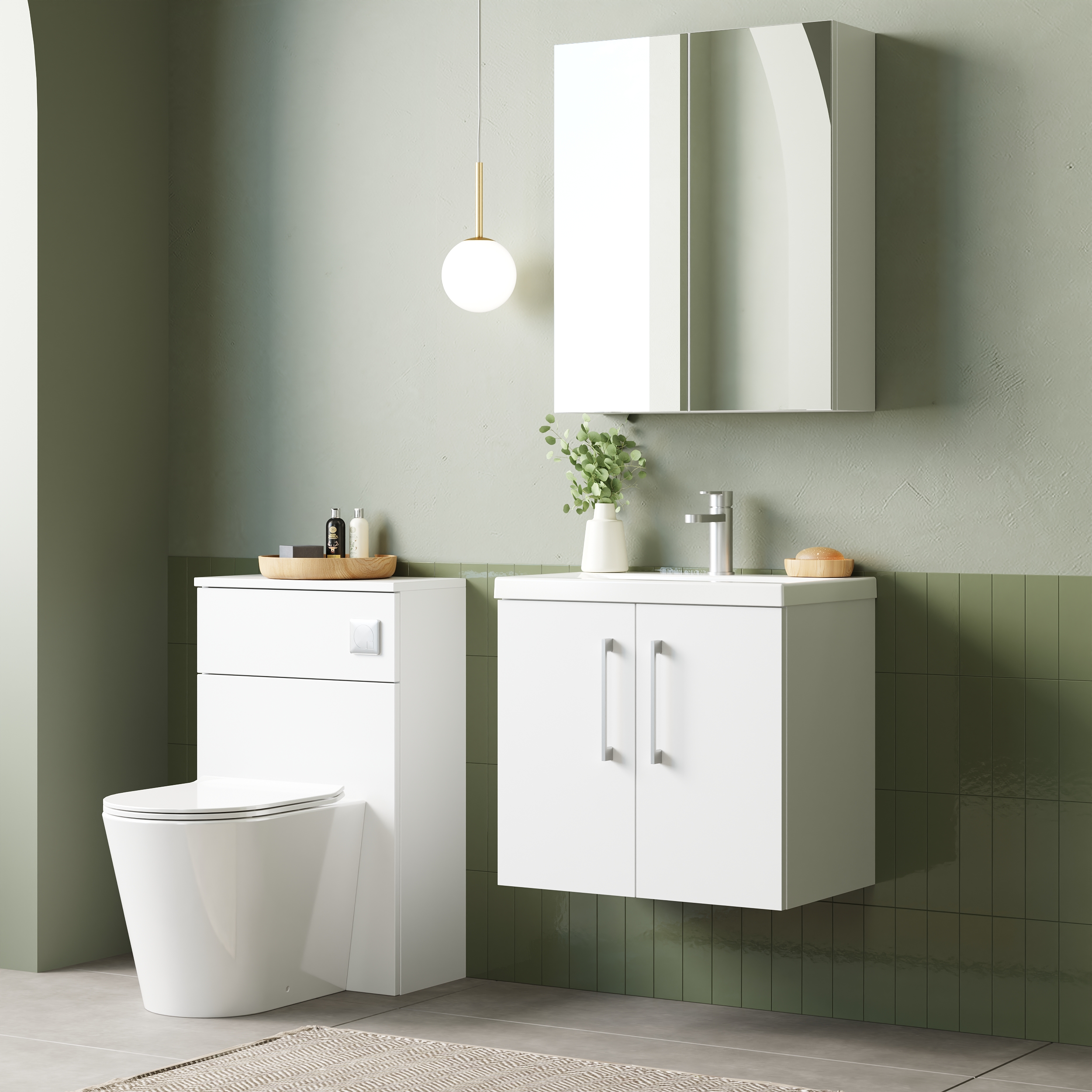 Nanuya 500mm Wall Hung Bathroom Vanity Unit - White Gloss, 2 Soft-Close Drawers, Ceramic Basin