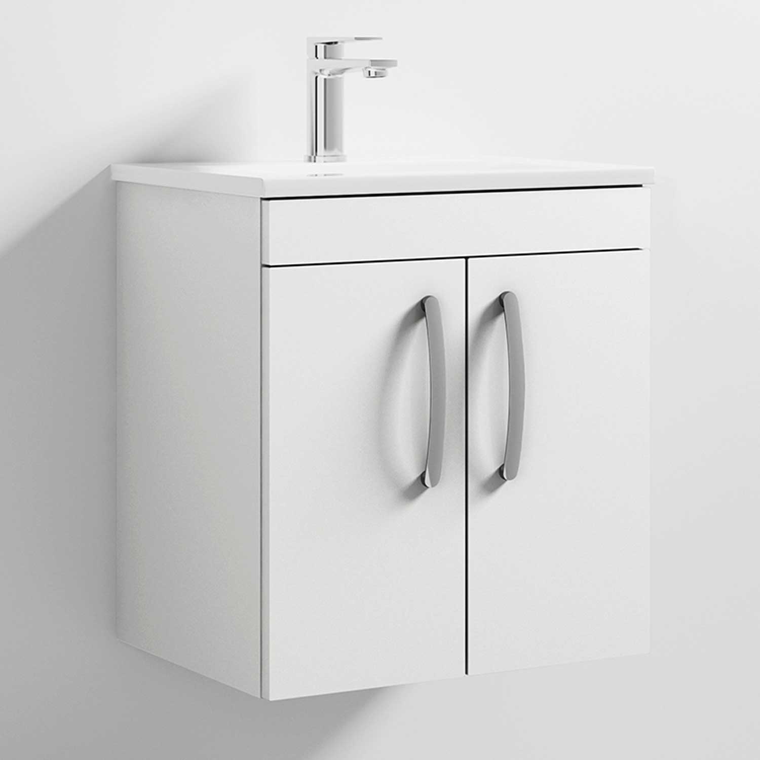 Nuie Athena Wall Hung 2Door Vanity Unit Basin2 500mm Wide Gloss