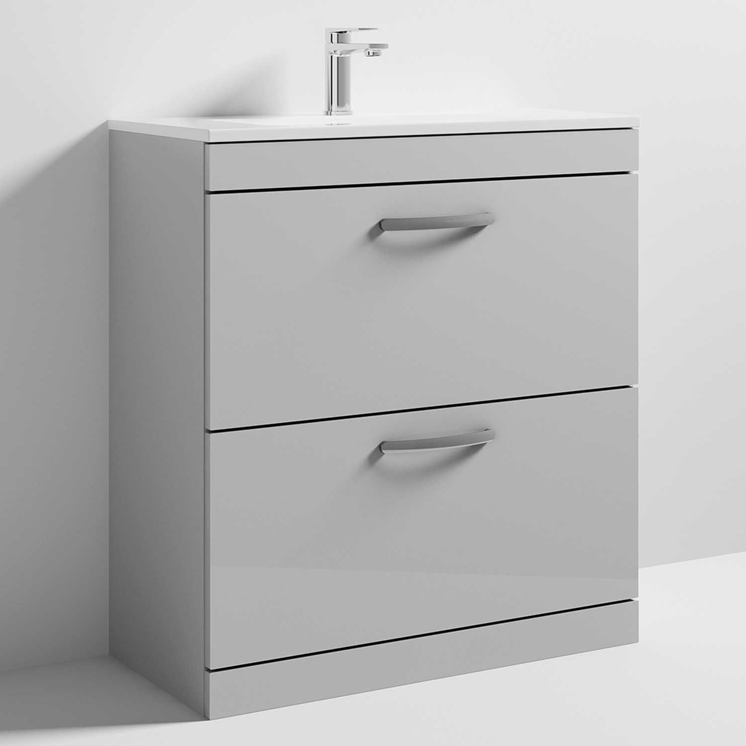Nuie Athena Floor Standing 2Drawer Vanity Unit Basin2 800mm Gloss