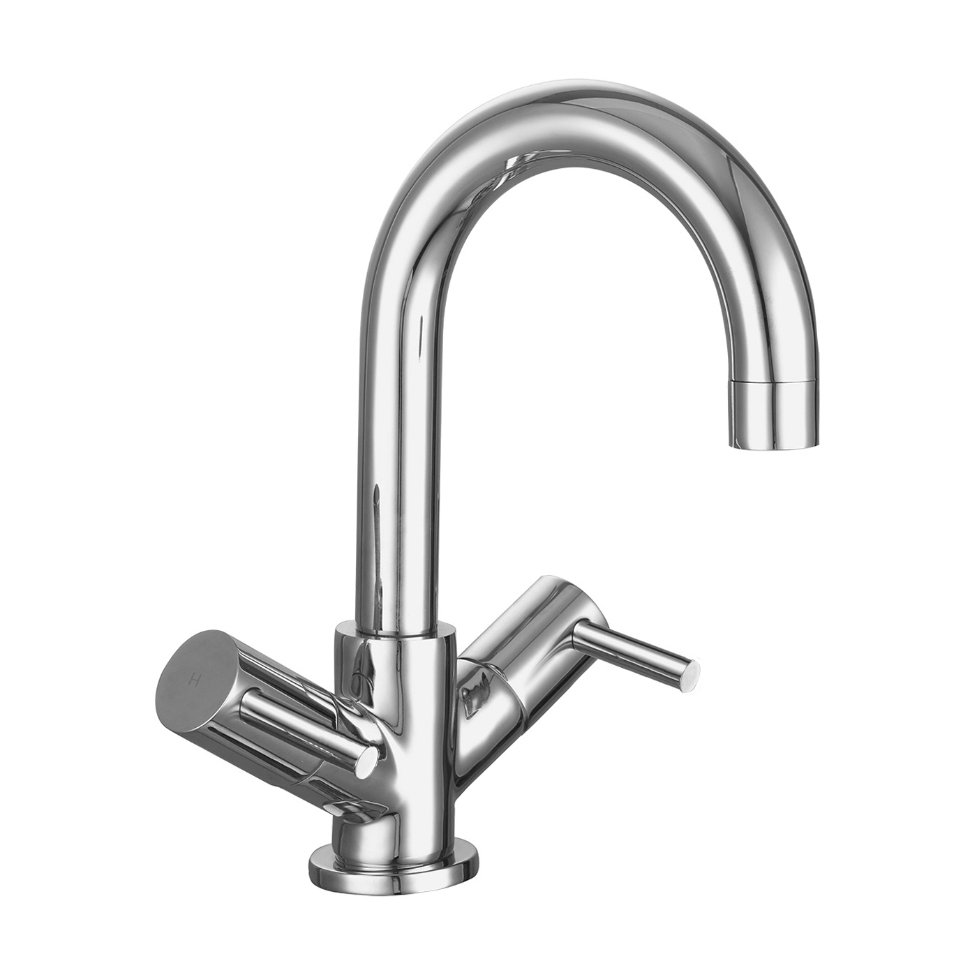 Nuie Series 2 Economy Mono Basin Mixer Tap with Push Button Waste Dual Handle - Chrome