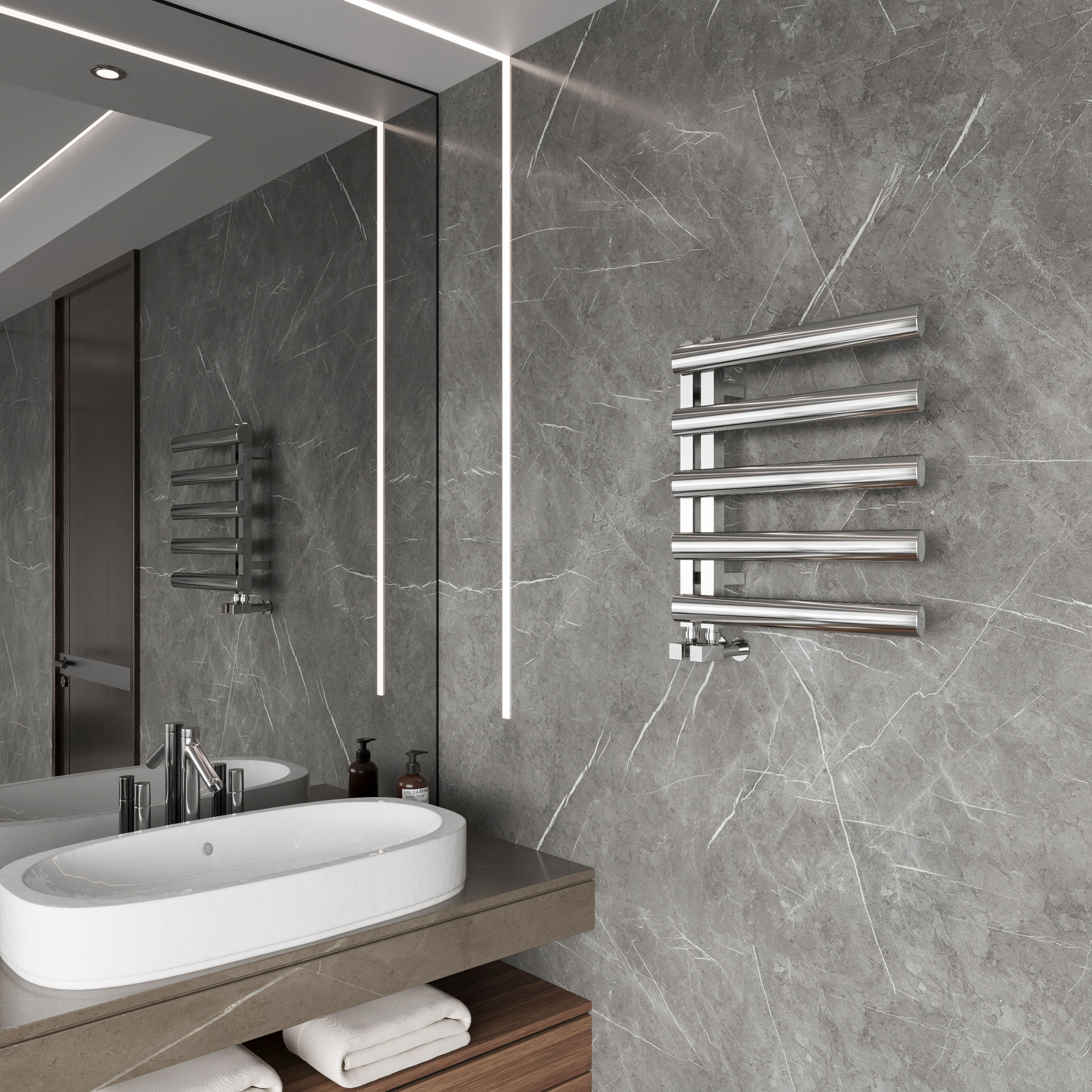 Reina Cavo Stainless Steel Designer Heated Towel Rail Options
