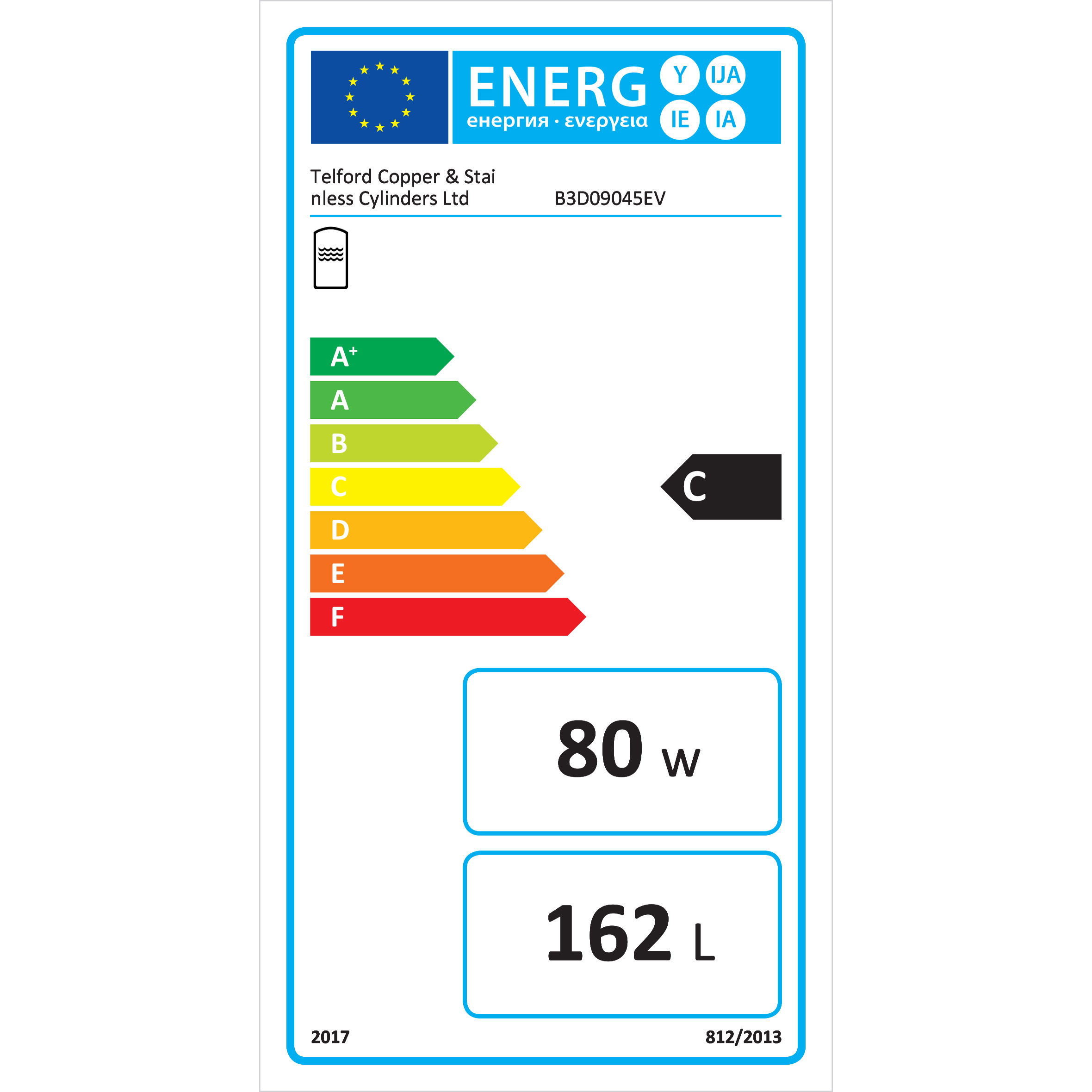 Telford Maxistore Economy 7 Cylinder | B3D09045EV | Direct | 120L