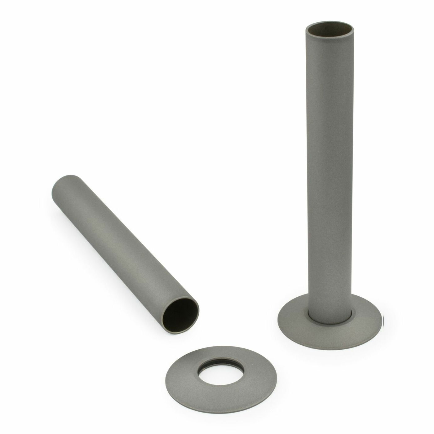West 130mm Radiator Valve Pipe Sleeve Kit Pair - Matte Metallic Grey