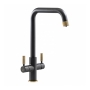 Abode Industria 3 IN 1 Monobloc Kitchen Sink Mixer Tap - Matt Black/Antique Brass