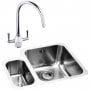 Abode Matrix 1.5 RH Bowl Kitchen Sink with Astral Sink Tap 572mm L x 450mm W - Stainless Steel